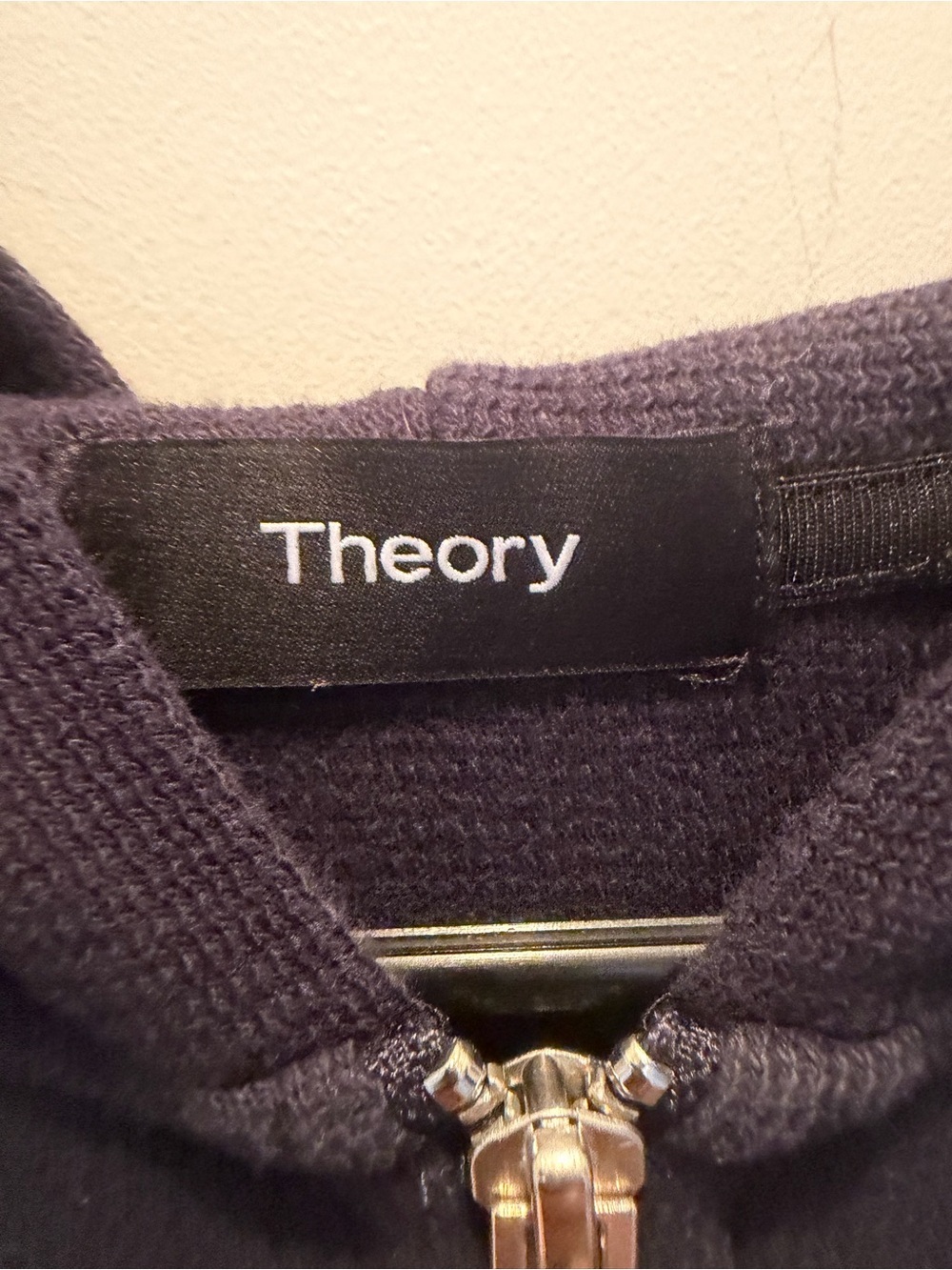 Theory Navy Full-Zip Hooded Sweater - Picture 2 of 5